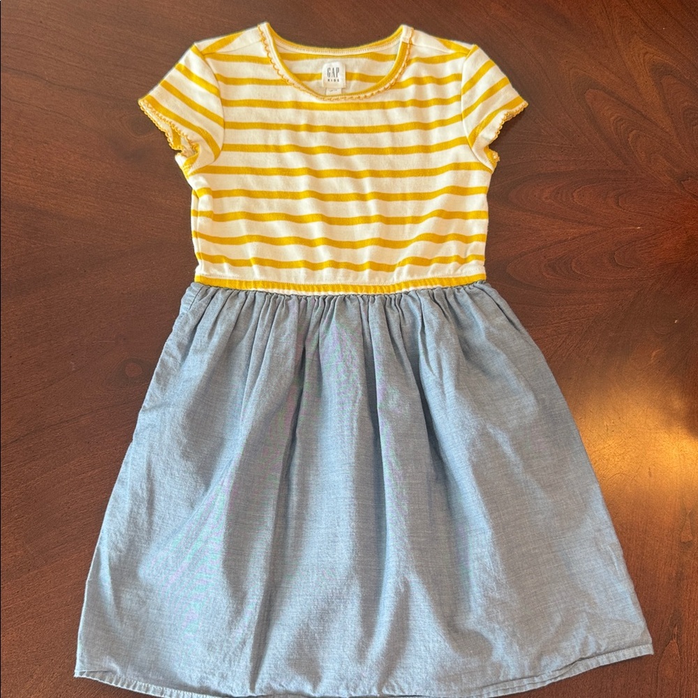 GAP Kids Yellow Striped Dress with Blue Skirt